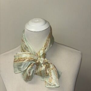 Sacha Basha Silk Floral Scarf Polka Dots Purple Blue 50x10